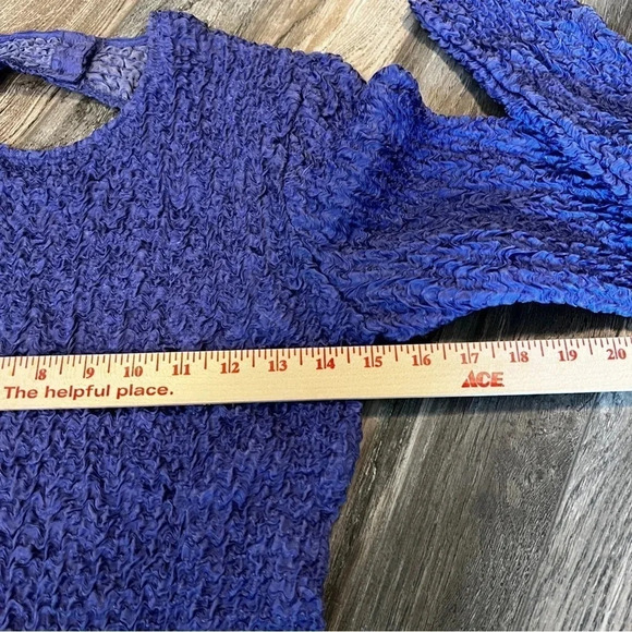 SAMSOE SAMSOE Bianca long sleeve crinkle keyhole mini dress periwinkle Large - Picture 9 of 10